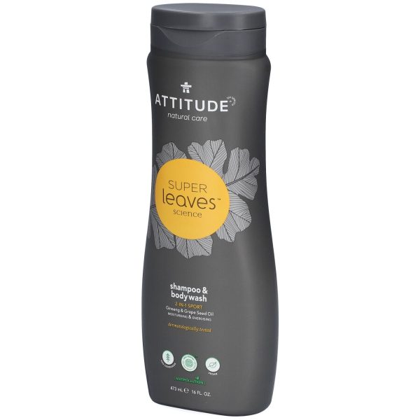 Attitude super leaves® shampoo & body wash 2-in-1 SPORT- Ginseng & Grape Seed Oil