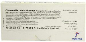 Chamomilla Malachit Comp. Weleda 8 X 1 ml Ampullen