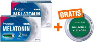 Hoggar Melatonin Duo 2 x 30 Kapseln + gratis Induktives Handy Ladepad