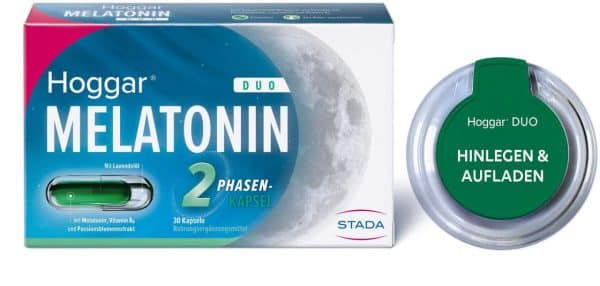 Hoggar Melatonin Duo 30 Kapseln + gratis induktives Ladepad