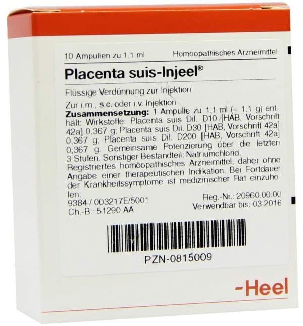Placenta Suis-Injeel 10 Stück Flüssige Verdünnung zur Injektion