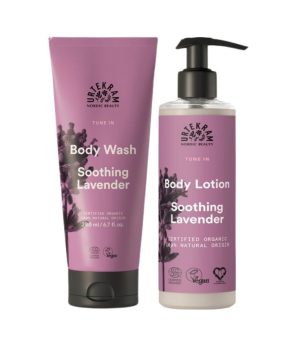 Urtekram Duschgel und Body Lotion Set Lavendel für seidig weiche Haut