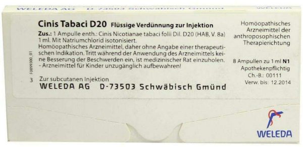 Weleda Cinis Tabaci D20 8 X 1 ml Ampullen