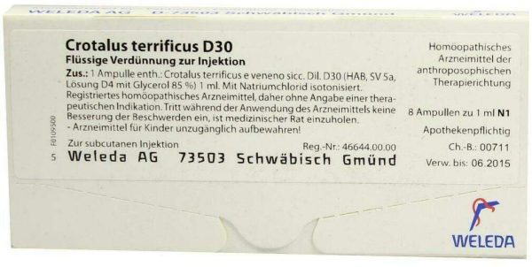 Weleda Crotalus Terrificus D30 8 X 1 ml Ampullen