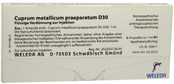 Weleda Cuprum Metallicum Praep. D30 8 X 1 ml Ampullen