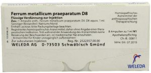 Weleda Ferrum Metallicum Praeparatum D8 8 X 1 ml Ampullen