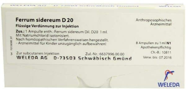 Weleda Ferrum Sidereum D20 8 X 1 ml Ampullen