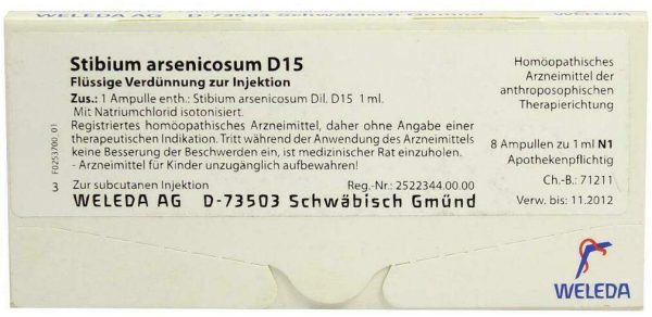 Weleda Stibium Arsenicosum D15 8 X 1 ml Ampullen