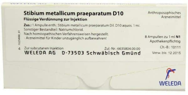 Weleda Stibium Metallicum Praeparatum D10 8 X 1 ml Ampullen