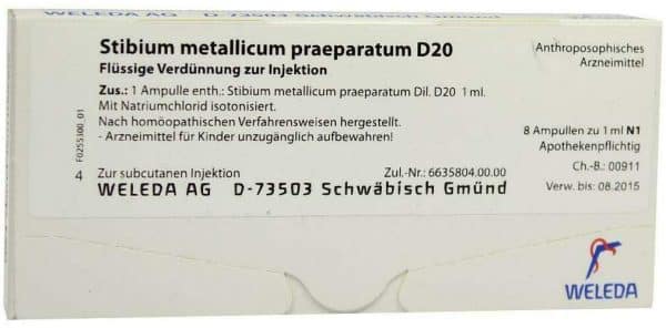 Weleda Stibium Metallicum Praeparatum D20 Weleda 8 X 1 ml Ampullen
