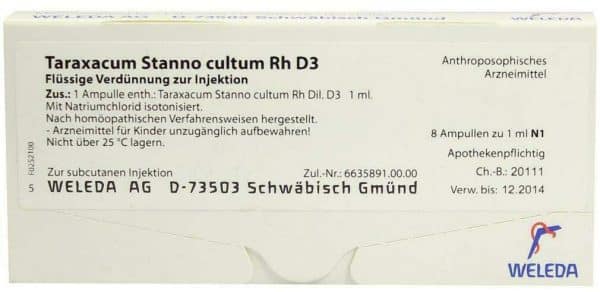 Weleda Taraxacum Stanno Cultum Rh D3 8 X 1 ml Ampullen